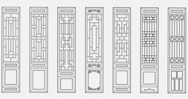 宁洱常用中式仿古花窗图案隔断设计图